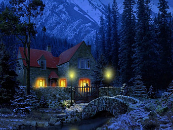 dark winter night, winter, night, dark, house HD wallpaper