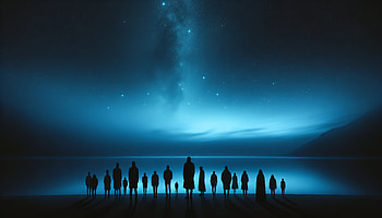 Blue Aesthetic Night Sky Silhouettes, blue aesthetic, silhouette, Night Sky, Stars, water HD wallpaper