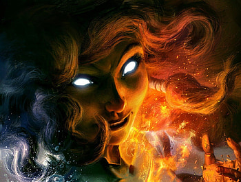 Fire Woman, Woman, Fire, eye, Hair HD wallpaper