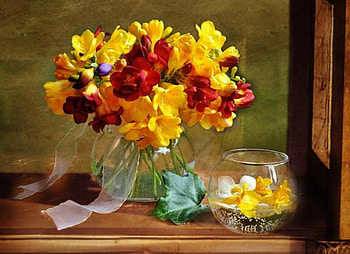Still Life Beauty, still life, abstract, yellow, nature, flowers HD wallpaper
