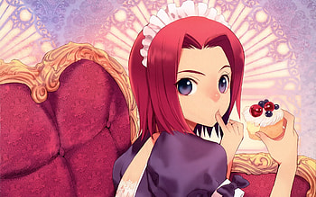 Anime, Cake, Girl, Sofa, Maid, Housemaid HD wallpaper