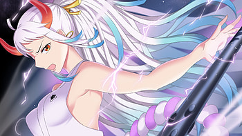 Long White Hair Yamato With Horns One Piece HD wallpaper