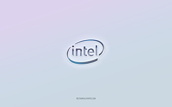 Intel logo, cut out 3d text, white background, Intel 3d logo, Intel emblem, Intel, embossed logo, Intel 3d emblem HD wallpaper