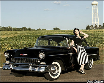 1955-Chevy-Bel-Air, bowtie, model, black, gm HD wallpaper