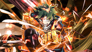 Anime, Izuku Midoriya, fire power, art HD wallpaper