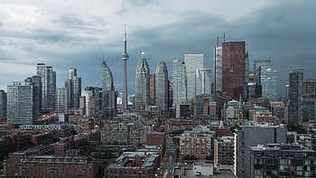 Toronto Skyline, Day to Night HD wallpaper