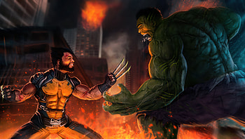Wolverine Vs Hulk In Action, wolverine, hulk, superheroes, behance, artwork, digital-art, artstation HD wallpaper