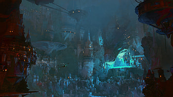 Mystic Horizons: Fantasy Cityscape, fantasy, city, fantasy city HD wallpaper