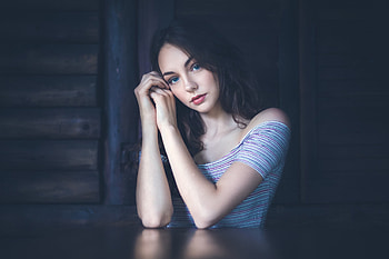 Blue eyes, girl model, beautiful HD wallpaper