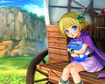 Bianca's Daughter, blond hair, blonde, cute, nice, short hair, game, , ride, blonde hair, adorable, female, sweet, wagon, blond, blue eyes, girl, kawaii, anime girl, anime, video game, pretty, rpg, lovely HD wallpaper