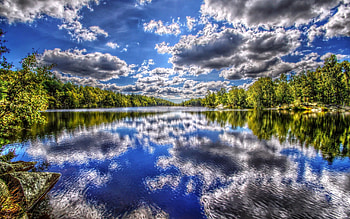 Nature, Rivers, Trees, Sky, Clouds, Summer, r HD wallpaper