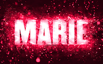 Happy Birtay Marie, , pink neon lights, Marie name, creative, Marie Happy Birtay, Marie Birtay, popular american female names, with Marie name, Marie HD wallpaper