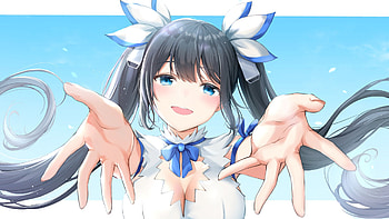 Is It Wrong to Try to Pick Up Girls in a Dungeon?, Asian girl, Smiling face, Large hand HD wallpaper