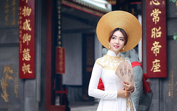 Cute Asian, sian, model, beautiful, hat HD wallpaper