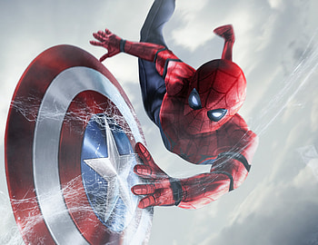 Spiderman Catching Captain America Shield, spiderman, captain-america, shield, artist, artwork, artstation HD wallpaper