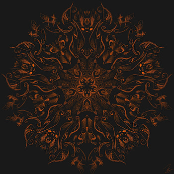 Orange pattern, fractal, mandala pattern, abstract HD phone wallpaper