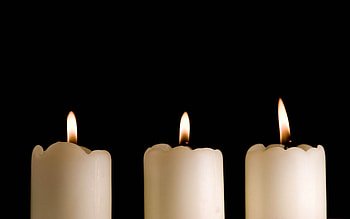 Candles, Lights, Dark, Black Background, Three HD wallpaper
