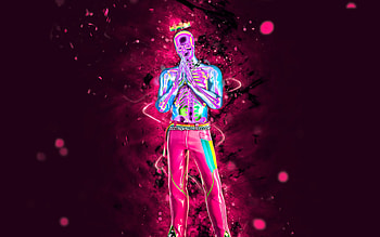 Skeleton Balvin, , purple neon lights, Fortnite Battle Royale, Fortnite characters, Skeleton Balvin Skin, Fortnite, Skeleton Balvin Fortnite HD wallpaper