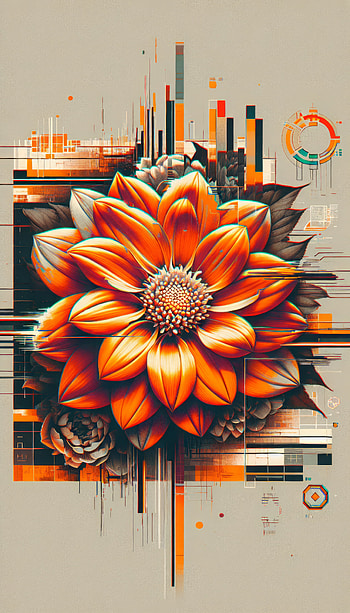 Vibrant Orange Dahlia Abstract Art , flower, Digital Art, orange (Color), Abstract HD phone wallpaper