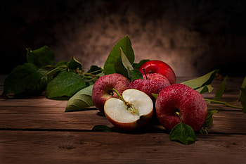 ❤️, Leaf, Apples, Food, Red HD wallpaper