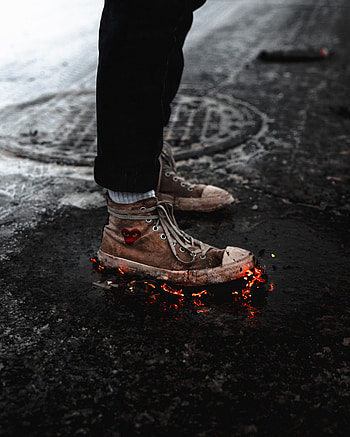 Snow, Miscellanea, Miscellaneous, Legs, Sneakers, Asphalt, Shoes, Heat, Fever HD phone wallpaper