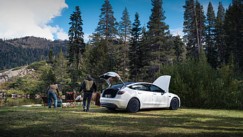 Tesla Lakeside Campout —, Vehicle, Camping, Tesla, Nature HD wallpaper