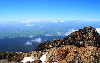 Mt Taranaki, blue, skies, fantastic, clouds, beautiful, nature, mountains, panorama HD wallpaper