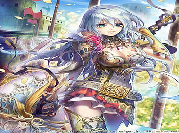 Tenkuu no Crystalia, cg, pretty, weapon, game, girl, long hair, warrior HD wallpaper