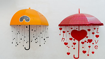 Umbrellas Drawing Heart, drawing, hear, umbrella, creative, art HD wallpaper