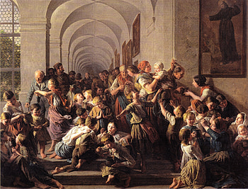Lounch time, pictura, painting, art, ferdinand georg waldmuler, lounch, food, people HD wallpaper