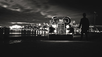 Vintage Car Guy, vintage-cars, cars, graphy, monochrome, black-and-white HD wallpaper