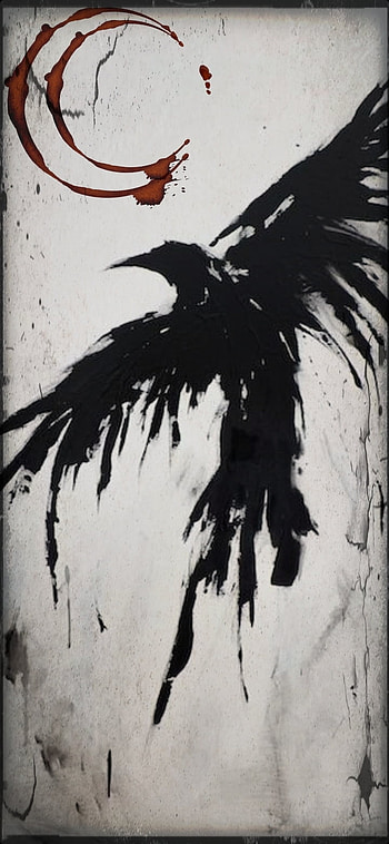 Raven [red&black_Ver.], head, feather HD phone wallpaper