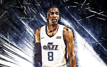 Miye Oni, grunge art, Utah Jazz, NBA, Olumiye Oni, basketball, Miye Oni Utah Jazz, blue abstract rays, Miye Oni HD wallpaper