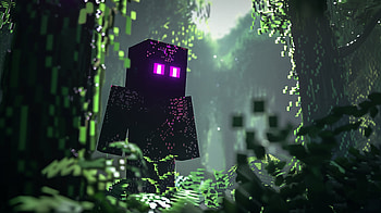 Minecraft Enderman – Mysterious Forest Encounter, video game, Minecraft, Enderman HD wallpaper