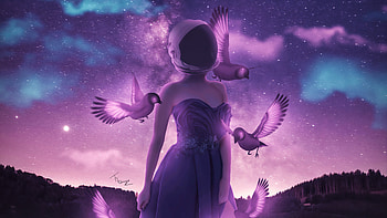 Glowing Birds, synthwave, artist, artwork, digital-art, artstation HD wallpaper