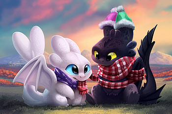 Toothless And Night Fury Artwork , night-fury, artwork, deviantart, cute, how-to-train-your-dragon HD wallpaper