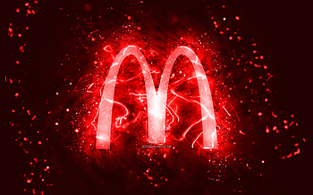 McDonalds red logo, , red neon lights, creative, red abstract background, McDonalds logo, brands, McDonalds HD wallpaper