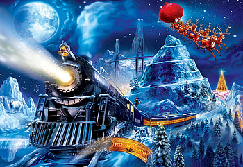 Polar Express Race to the Pole, ice, santa, artwork, digital, sleigh, train HD wallpaper