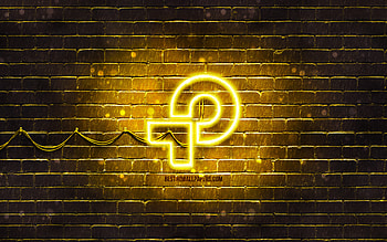 TP-Link yellow logo, , yellow brickwall, TP-Link logo, brands, TP-Link neon logo, TP-Link HD wallpaper
