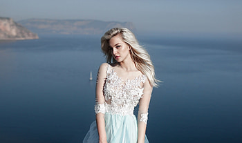 Beautiful, woman, white dress, outdoor HD wallpaper