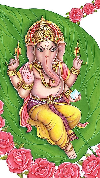 Ganesh God , Leaf Background, lord ganesh HD phone wallpaper
