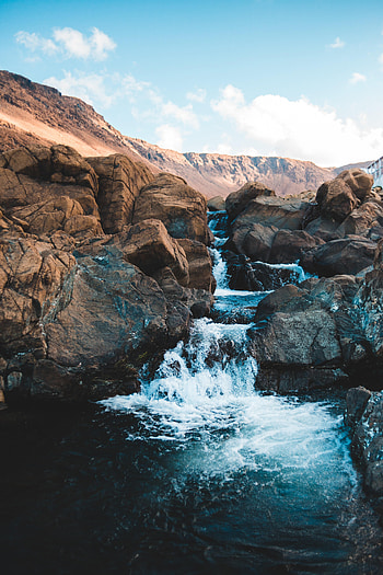 Nature, Water, Stones, Sky, Rocks, Waterfall HD phone wallpaper