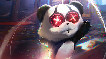 Panda Cyber City , panda, cyberpunk, artist, artwork, digital-art, artstation HD wallpaper
