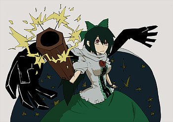 Utsuho Reiuji, wings, nuclear, touhou, hell raven HD wallpaper