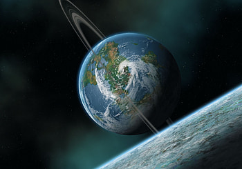 Universe, Land, Earth, Ring, Satellite, Cyclone HD wallpaper
