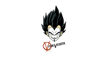 Artwork Crossovers Dragonball Funny Minimalistic Vegeta V For Vendetta White Background HD wallpaper