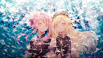 Anime Girls, twins, girls, Anime, hair HD wallpaper