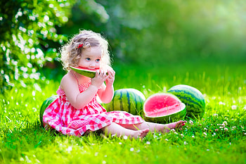 Little Girl, Fruits, Girl, Summer, Watermelon HD wallpaper