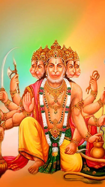 Panchmukhi Hanuman, Colorful Background, jay hanuman HD phone wallpaper