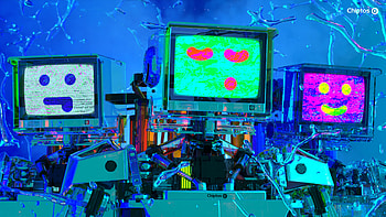 Chiptos X 3D Robot CRT TV Head Monitor NFT Background Aqua HD wallpaper